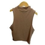 SheIn Women's Brown Sleeveless Cropped Ribbed Mock Neck- Tank Top S Photo 3