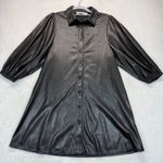 ZARA  Faux Leather Shirt Dress Puff Sleeve Button Front XS‎ Photo 0