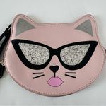 Betsey Johnson Luv Cat Kitten Wristlet Coin Purse Pink Glitter Sunglasses Photo 1