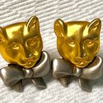 Kenneth Jay Lane RARE 1960s KJL  Panther With Bow Clip On Earring Vintage Signed Photo 0