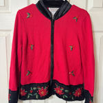 Tiara International VTG Collection Red Black Beaded Christmas urgly Sweater Sz M Photo 0