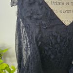 Alberta Ferreti Vintage Black Tissu Fabric Silk sheer feather cape effect sz 4 Photo 2