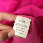 RHODE Dali Linen Puff Sleeve Dress Pink. Size 10 Pink Photo 4