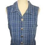 Vintage Cotton Denim Checkered Dress Cottagecore 90's Made in USA White Size XL Photo 2