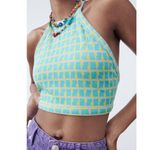 ZARA NWT  JACQUARD CROP TOP HALTER NECKLINE OPEN BACK MEDIUM Photo 1