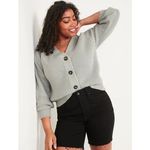 Old Navy Light Grey Brushed Mélange Shaker-Stitch Chunky Knit Cardigan Sweater Photo 1