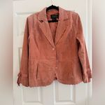 Vintage Terri Lewis Genuine Leather Scalloped Edge Jacket Pink Medium Photo 2