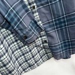 Free Press Mixed Plaid Flannel Top Women's XL Blue Lightweight Long Sleeve Shirt Photo 4