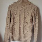 Cupcakes & Cashmere Tan Cable Knit Turtleneck Sweater Size S Photo 0
