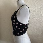Urban Outfitters Black Polka Dot High Neck Cropped Tie Back Tank Top Small Photo 2