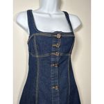 SheIn Denim Scoop Neck Button Up Dark Wash Mini Dress Casual Festival Western Small Photo 1
