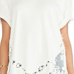 Free People White Crochet Detail Short Sleeve Tee Photo 0