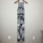 London Style Collection Maxi Dress 12 Black White Halter Neck Paisley Stripe Photo 9