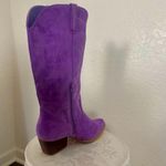 NEW Flame Stitched Knee High Western Purple Faux Suede Cowboy Boots US 11 Photo 5