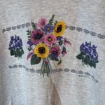 Morning Sun Jerzees Vintage Floral Embroidered Mock‎ Neck Sweatshirt Size Large Gray Photo 1