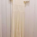 Ba&sh Aviva Crochet Maxi Dress Short Sleeve Summer Button Up Pointelle Cream Photo 1