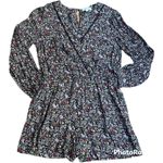 Loft Floral Long Sleeve Wrap Romper Black Multicolor Size M Photo 1