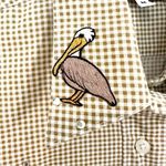 Las Olas Las Olas Brown Check Blouse Women's Medium Cottagecore Pelicans Coastal Grandma Photo 2