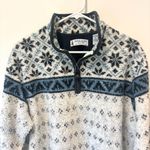 Marsh Landing  Blue White 1/4 Zip Sherpa Fleece Sweatshirt Snowflake Fair Isle Photo 1