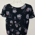 One Clothing  Floral Black Romper Juniors Large Short Sleeve Faux Wrap Photo 5