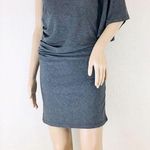 CELINE Gray One Sleeve Ruched Mini Dress Photo 0