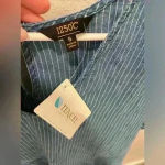 1250*C ‎ Women’s Denim Striped Shirt Short Sleeves Size S Blue Photo 1