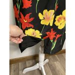 Y2K Vintage Sheath Dress Women’s 5/6 Black Floral Zip Short Sleeve Square Neck Photo 4