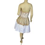 VINTAGE 1990'S FABRICE SILHOUETTE WHITE & GOLD STRAPLESS SILK SEQUIN DRESS (8) Photo 2