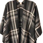 Unbranded OS Black & Gray Plaid Poncho Shawl Wrap With Fringe Edges Size undefined Photo 1