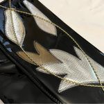 Vintage Evening Clutch Purse Black Gold Silver Faux Patent Leather Bag Photo 4