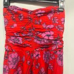 B.O.G Collective Strapless Floral Smocked Top Jumpsuit size Small Red Photo 2