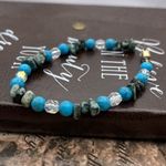 Vintage Handmade Y2K Turquoise Agate Crystal Beaded Bracelet Blue Photo 0