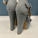 LuiChiny JAW DROPPER Light Denim Sandals Platforms women’s size 8.5 Chunky Heels Pink Photo 3