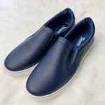 Faux Crocodile Navy Slip On Sneakers Blue Size 9 Photo 0