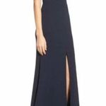 Vera Wang NWT  front slit navy maxi gown dress formal Anthropologie Photo 3