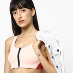 Nike Shape high support padded front zip light pink sports bra size S small Photo 7