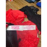 PINK Victoria’s Secret Lace Bralette Set M Black & Red Longline Plunge Size M Photo 3