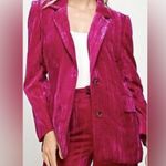 Ellison NWT  Fuchsia Crushed Velvet Blazer Photo 4