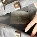 MARLON Gray Made In Italy Suede Studded Slouchy Tote Photo 4