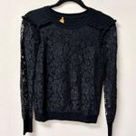 Tory Burch  Dina Merino Wool Long Sleeve Lace Sweater Black Women's Size XS Photo 0