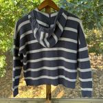 Madewell  Striped Olney Henley Hooded Sweater Sunfaded Indigo Size S Photo 3