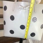 Kate Spade White Leather & Silver Glitter Polka Dot Oversized Tote Shoulder Bag Photo 6