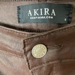 Akira Brown Coated Moto Jeggings Women’s Skinny Pants Small Excellent Condition Photo 5
