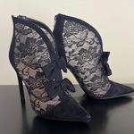 Madison by Shoedazzle Alanna high heel black suede lace booties back zip Size 7 Photo 1