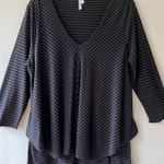 Lulu B Sz M Black Striped Layered Pullover Blouse Stretch Top Tencel Shirt Gray Size M Photo 0