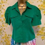 Button up short sleeve blouse in Kelly green size M Size M Photo 5