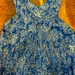 Abercrombie & Fitch Blue White Floral Asymmetrical High Neck Dress Sundress S Photo 3