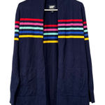 Lands End Cardigan Size Small Multicolor Colorblock Stripe Open Top Preppy City Photo 0