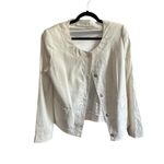 Tarhari Women's Ivory‎ Open Jacket L Button Accents Mid Photo 2