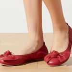 FERCA 81 Italian Leather Red Bow Ballet Flats Shoes Size 38 New Photo 0